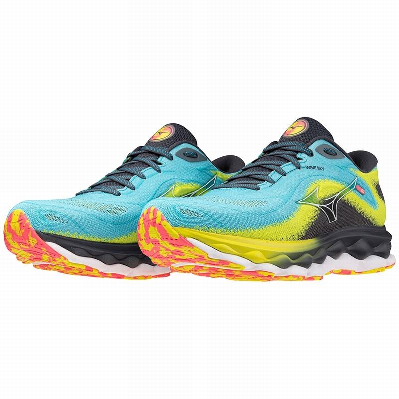 Mizuno Wave Sky 7 Παπουτσια για Τρεξιμο ανδρικα μπλε ασπρα | Greece M0813PE