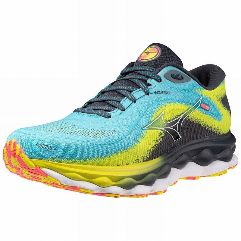 Mizuno Wave Sky 7 Παπουτσια για Τρεξιμο ανδρικα μπλε ασπρα | Greece M0813PE