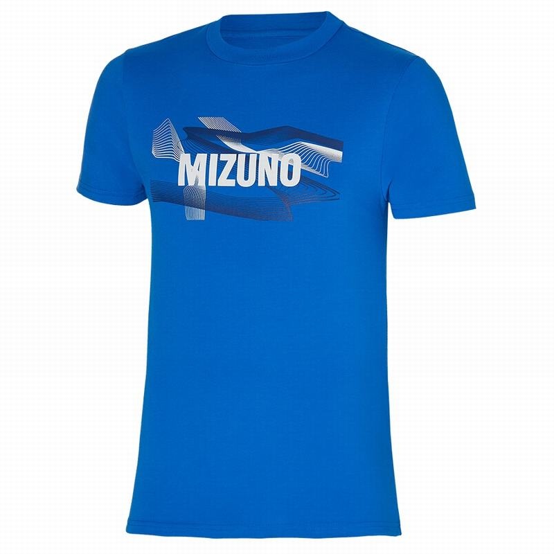 Mizuno σταμπεσ Tee μπλουζακια ανδρικα μπλε | Greece M2168GW